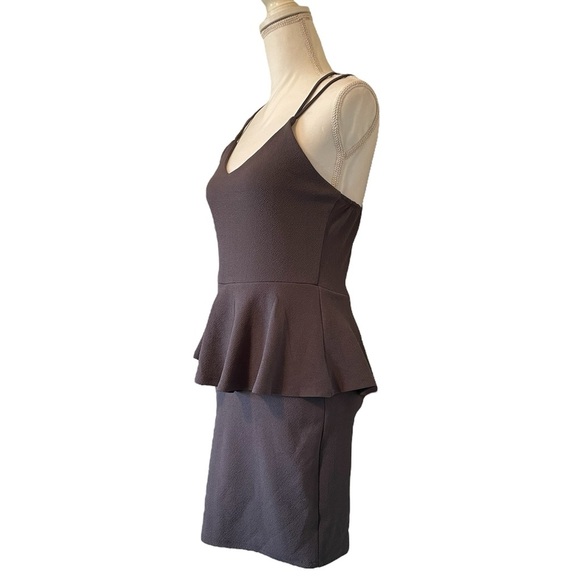 Charlotte Russe Dark Gray Chic Peplum Mini Above-Knee Dress Women’s Medium - Picture 3 of 14